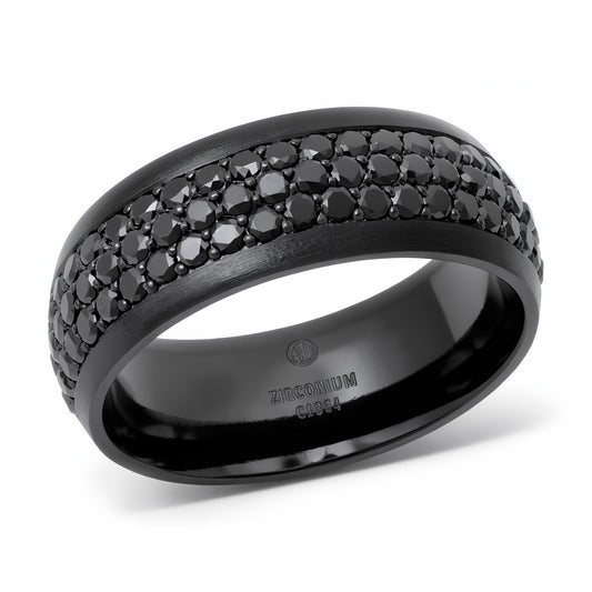 Three-Row Fancy Black Diamond Band Ring
