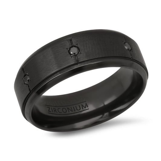 Black Zirconium Fancy Black Diamond Band Ring