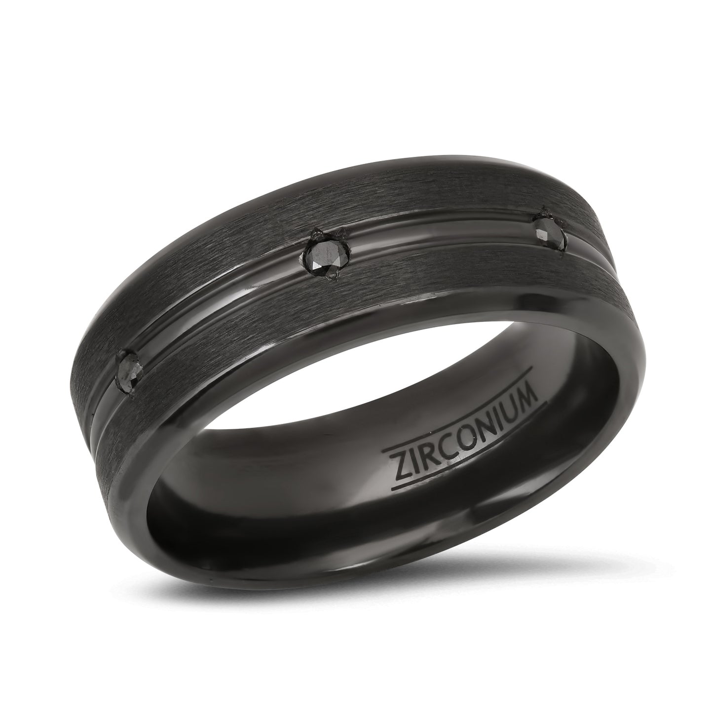 Black Zirconium Band Ring with Fancy Black Diamonds
