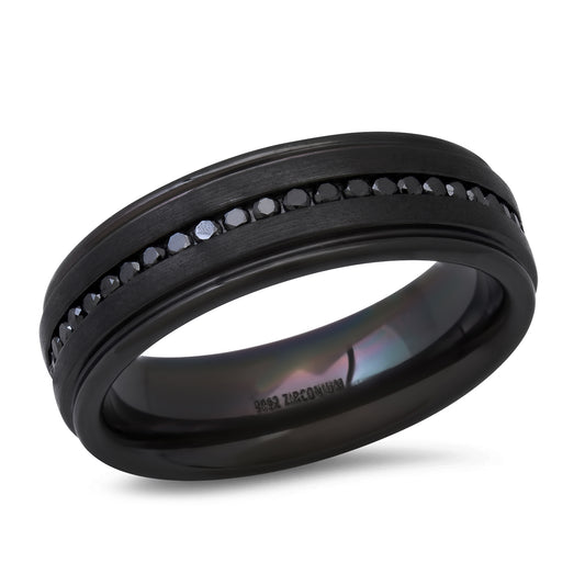 Fancy Black Diamond Eternity Ring in Black zirconium