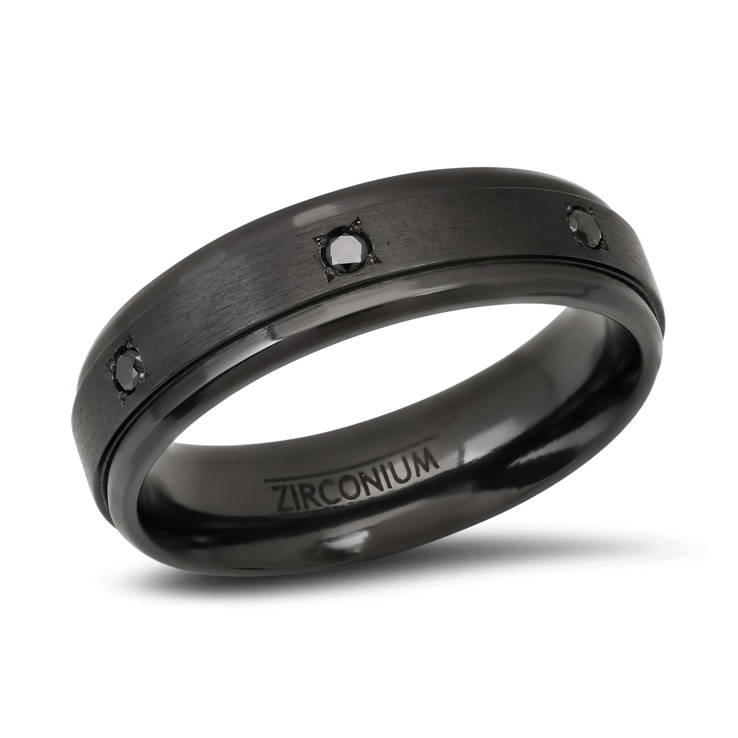 Black Zirconium Band Ring with Fancy Black Diamonds