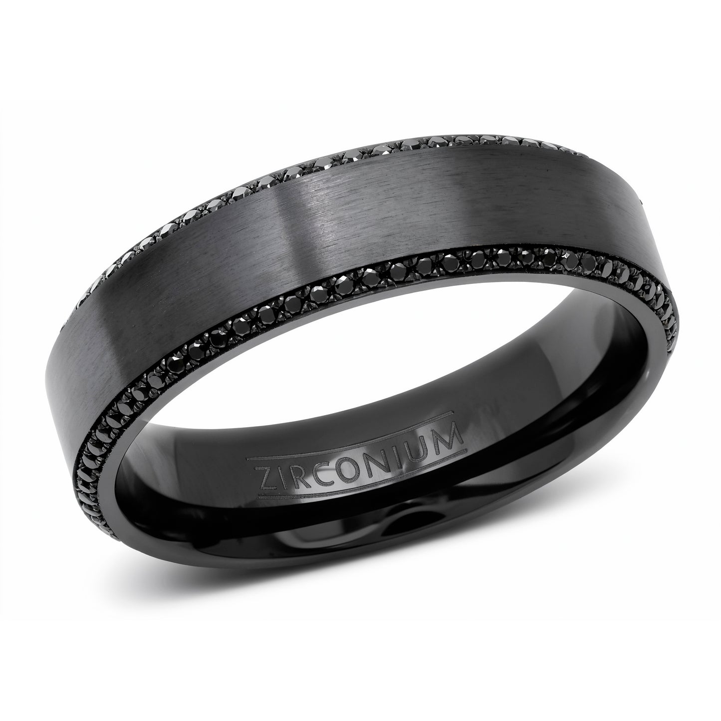 Matte Black Non-Metal Wedding Ring with Fancy Black Diamonds