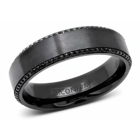 Matte Black Non-Metal Wedding Ring with Fancy Black Diamonds