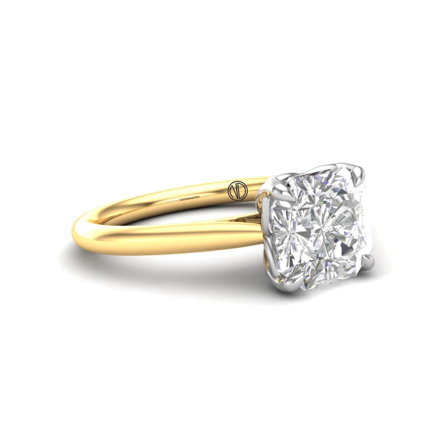 Asscher Cut Diamond Solitaire Ring in Yellow Gold