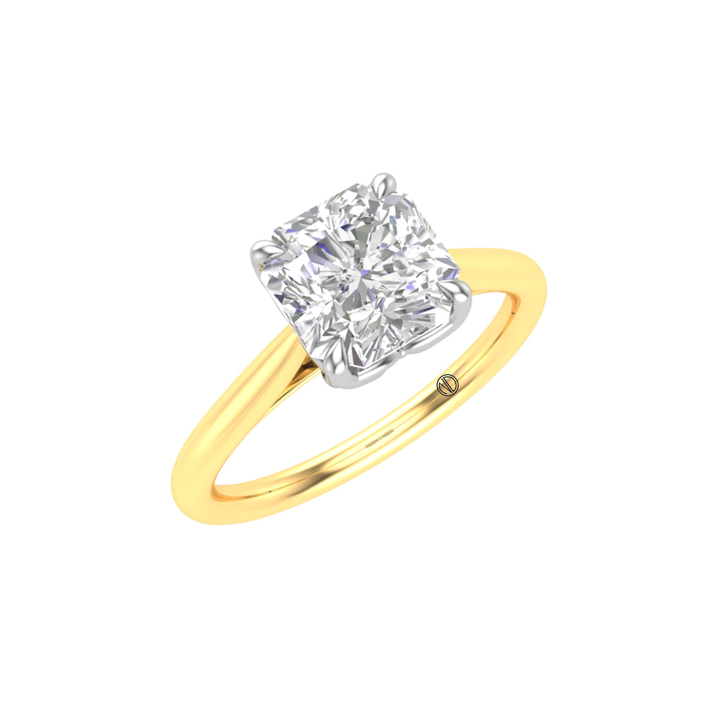 Asscher Cut Diamond Solitaire Ring in Yellow Gold