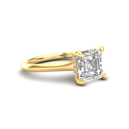Asscher Cut Diamond Solitaire Ring in Yellow Gold