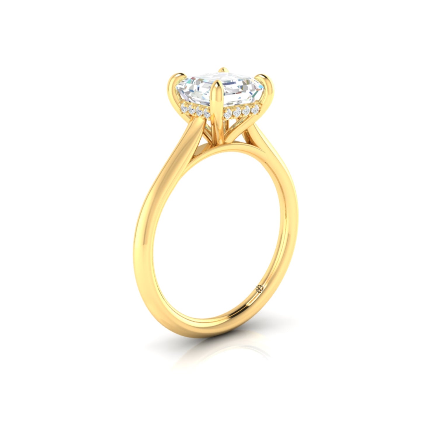 Asscher Cut Diamond Solitaire Ring in Yellow Gold