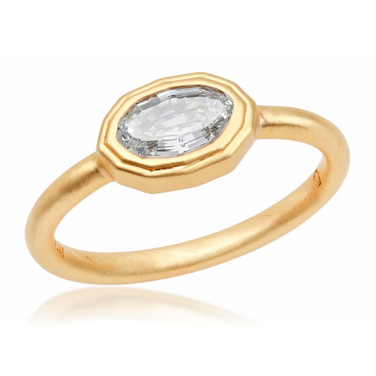 Bezel Set Diamond Solitaire Ring in Yellow Gold