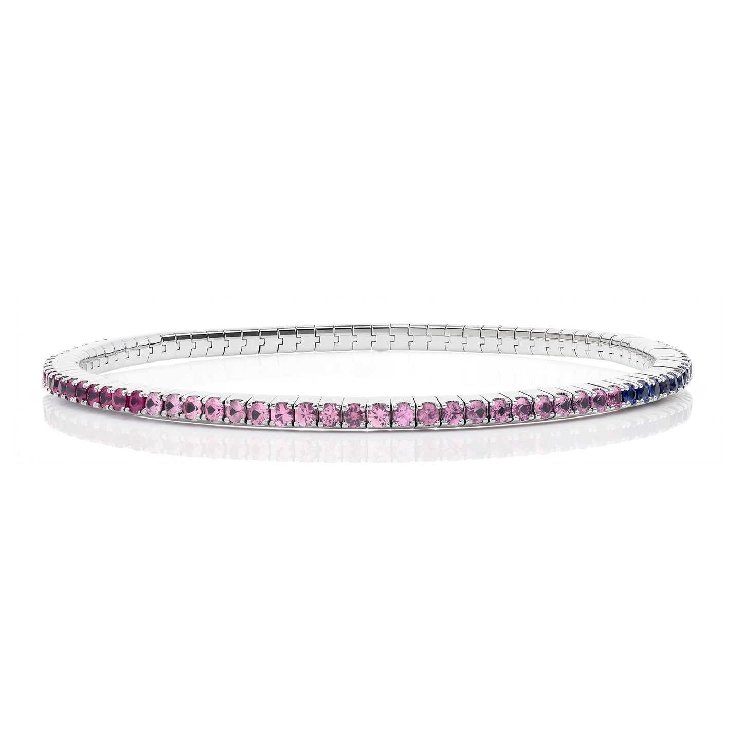 Rainbow true Comfort Sapphire Tennis Bracelet in White Gold