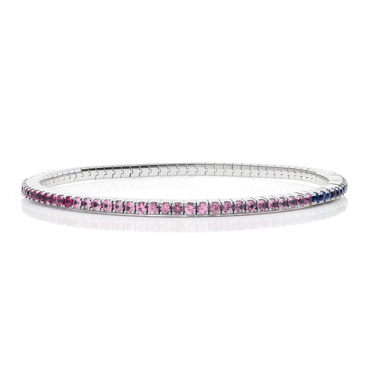 Rainbow true Comfort Sapphire Tennis Bracelet in White Gold