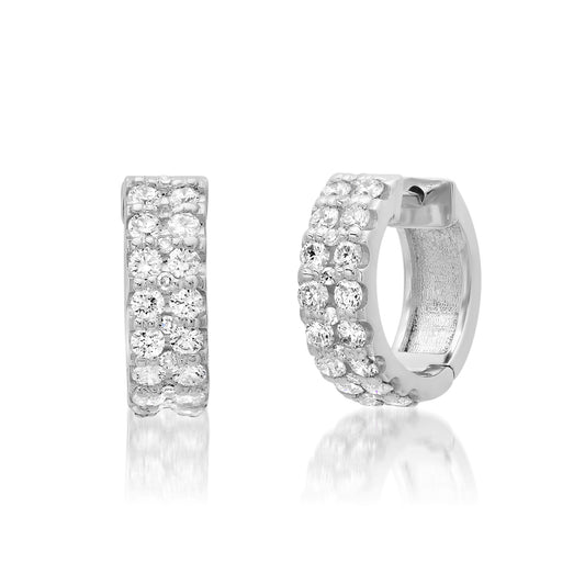 White Gold Diamond Pavé Huggie Earrings
