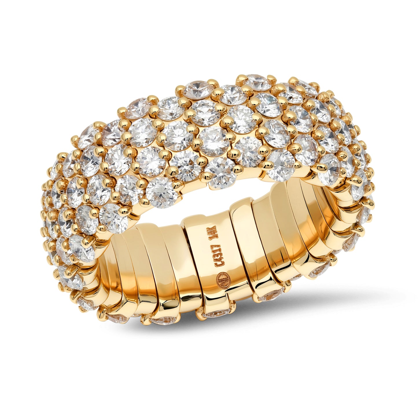 Articulated Multi-Row Diamond Eternity Ring in Yellow Gold