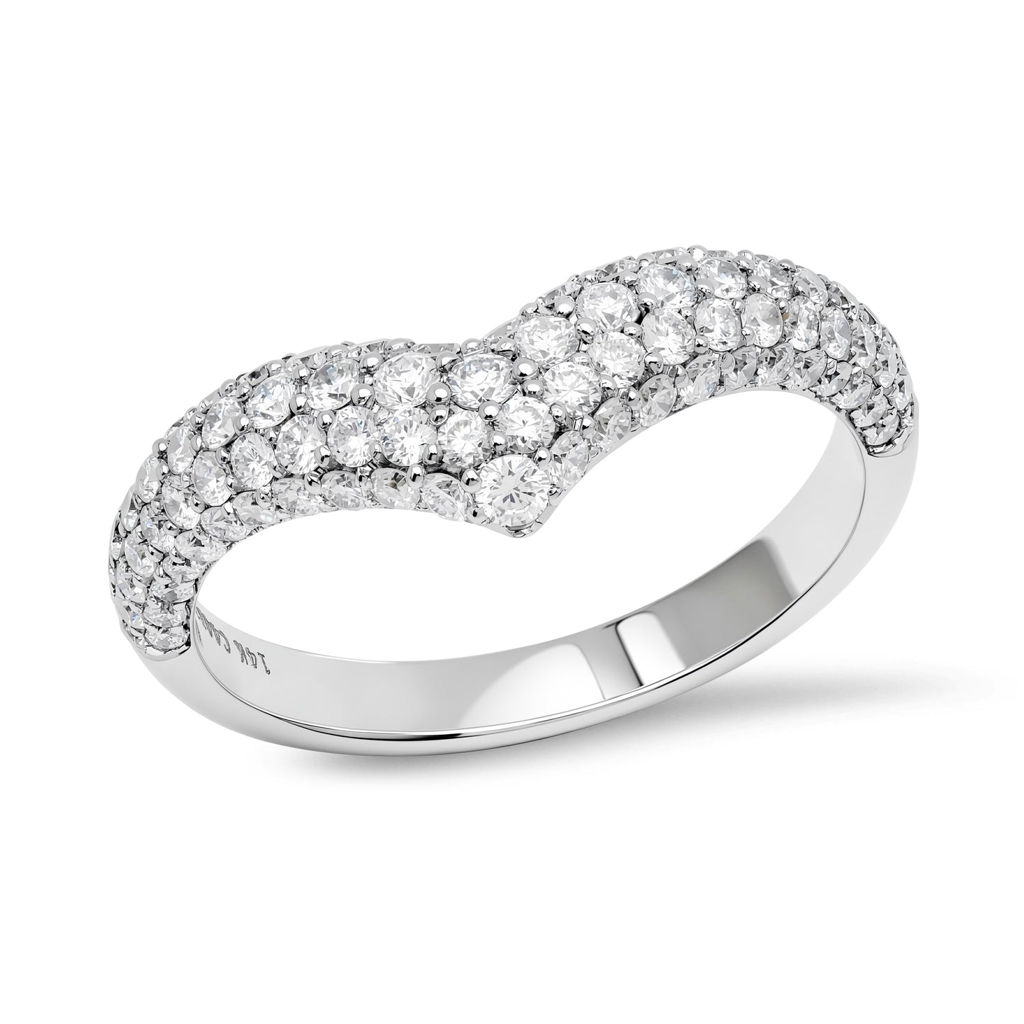 Curved Diamond Pavé Band Ring in White Gold