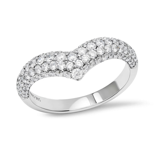 Curved Diamond Pavé Band Ring in White Gold