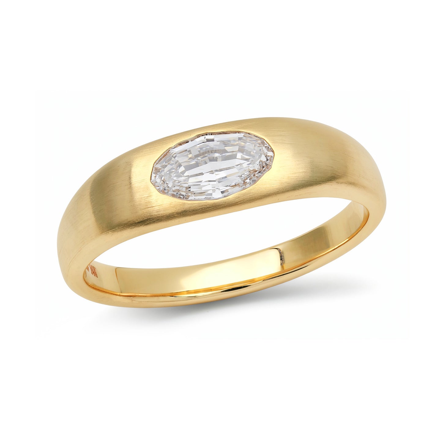 East-West Flush Set Diamond Solitaire Ring in Yellow Gold