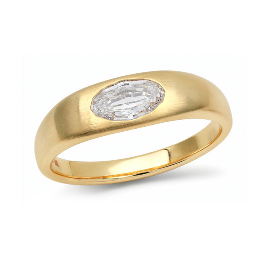 East-West Flush Set Diamond Solitaire Ring in Yellow Gold