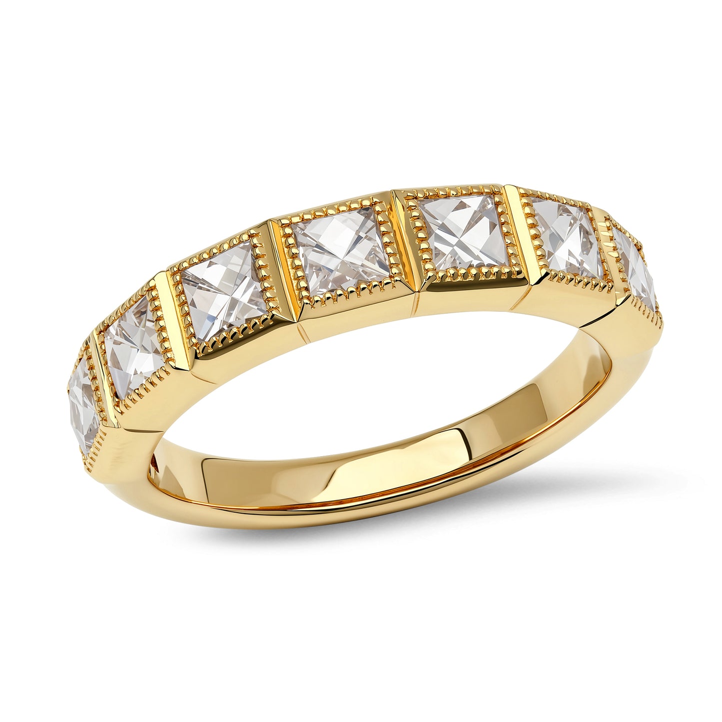 Yellow Gold Square Cut Diamond Eternity Ring