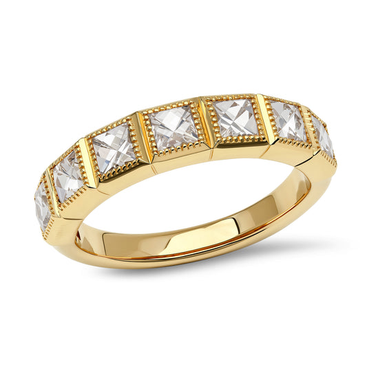 Yellow Gold Square Cut Diamond Eternity Ring