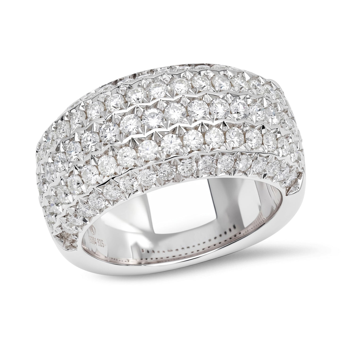 Multi-Row Diamond Band Ring in White Gold