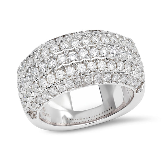Multi-Row Diamond Band Ring in White Gold