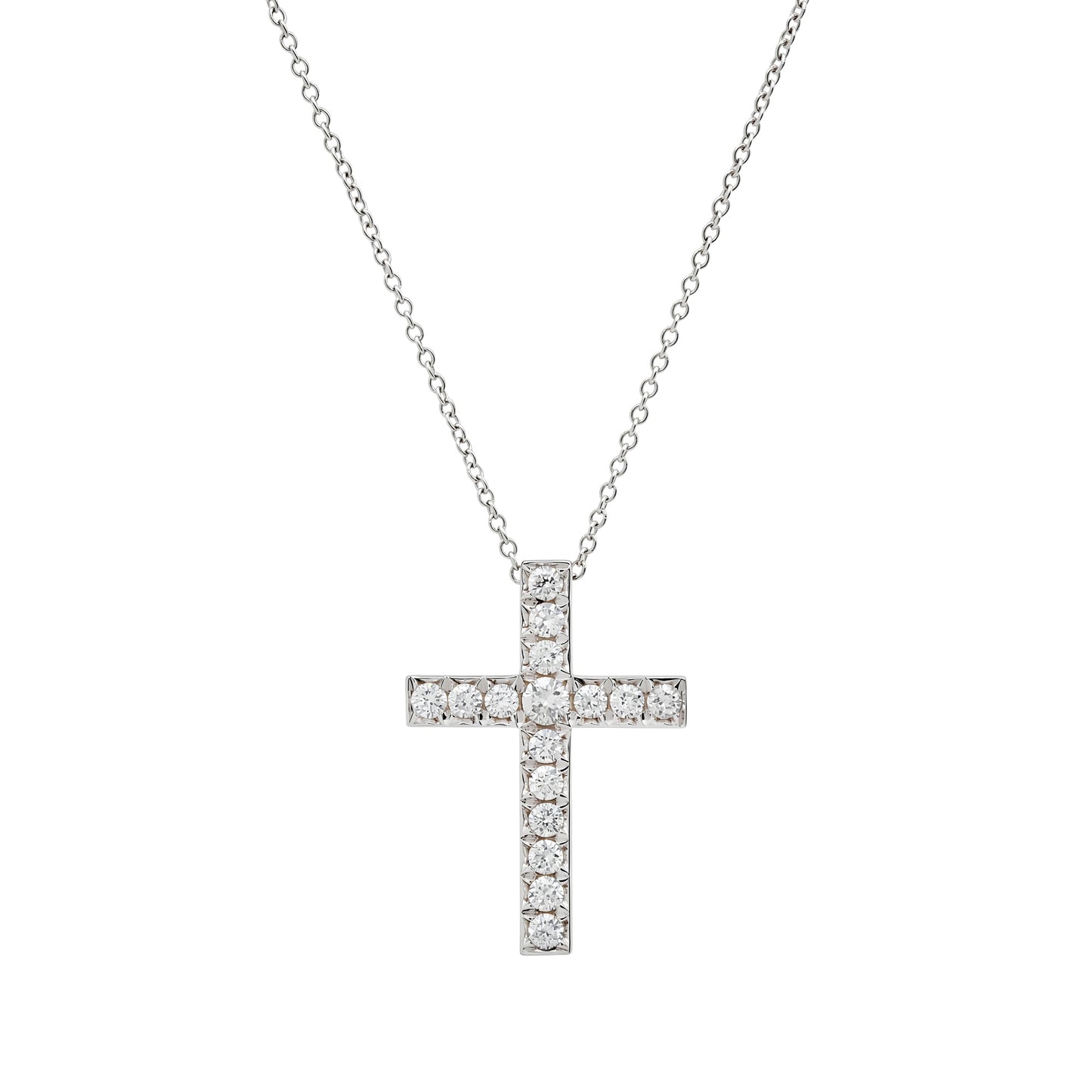 White Gold Diamond Cross Pendant Necklace