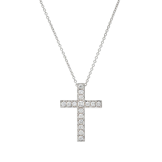 White Gold Diamond Cross Pendant Necklace