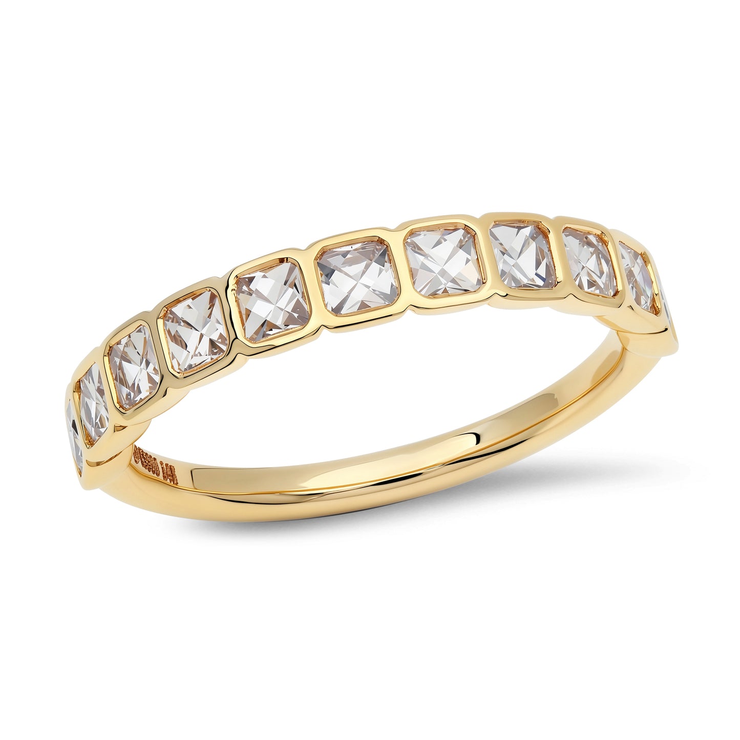 Bezel-Set Square Diamond Eternity Ring in Yellow Gold