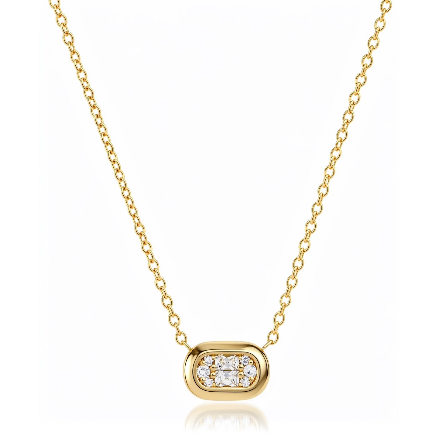 Yellow Gold Diamond Cluster Station Necklace