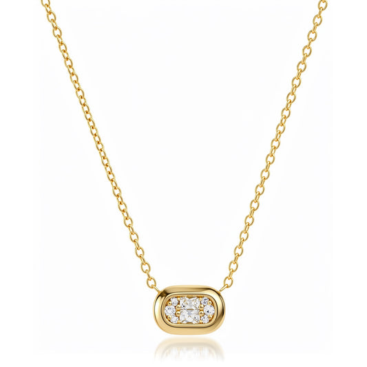 Yellow Gold Diamond Cluster Station Necklace