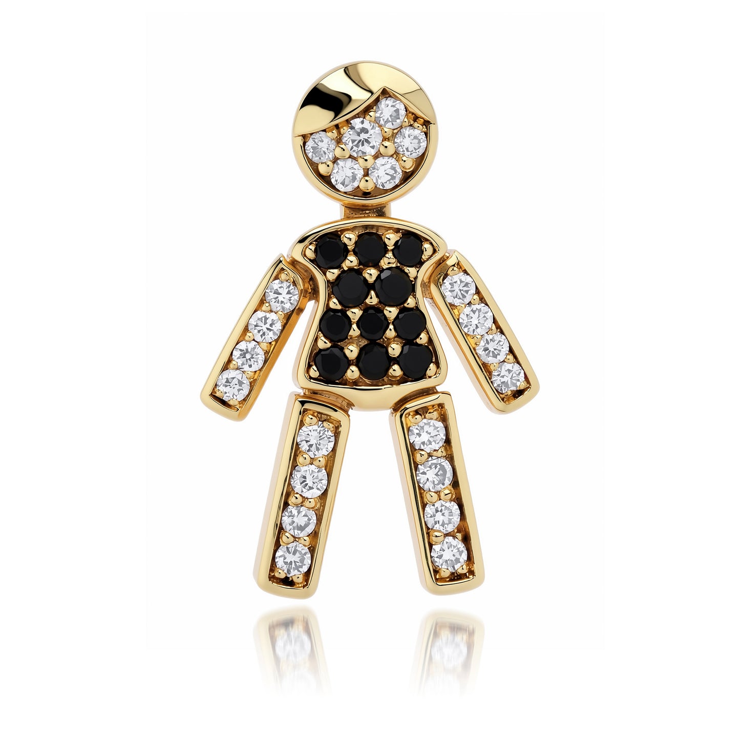 Yellow Gold Pave Sapphire Boy Figure Pendant