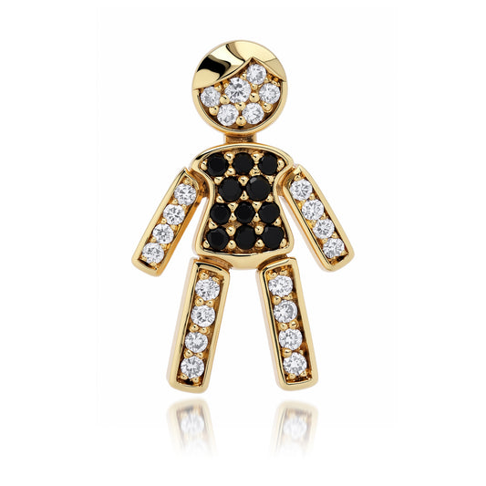 Yellow Gold Pave Sapphire Boy Figure Pendant