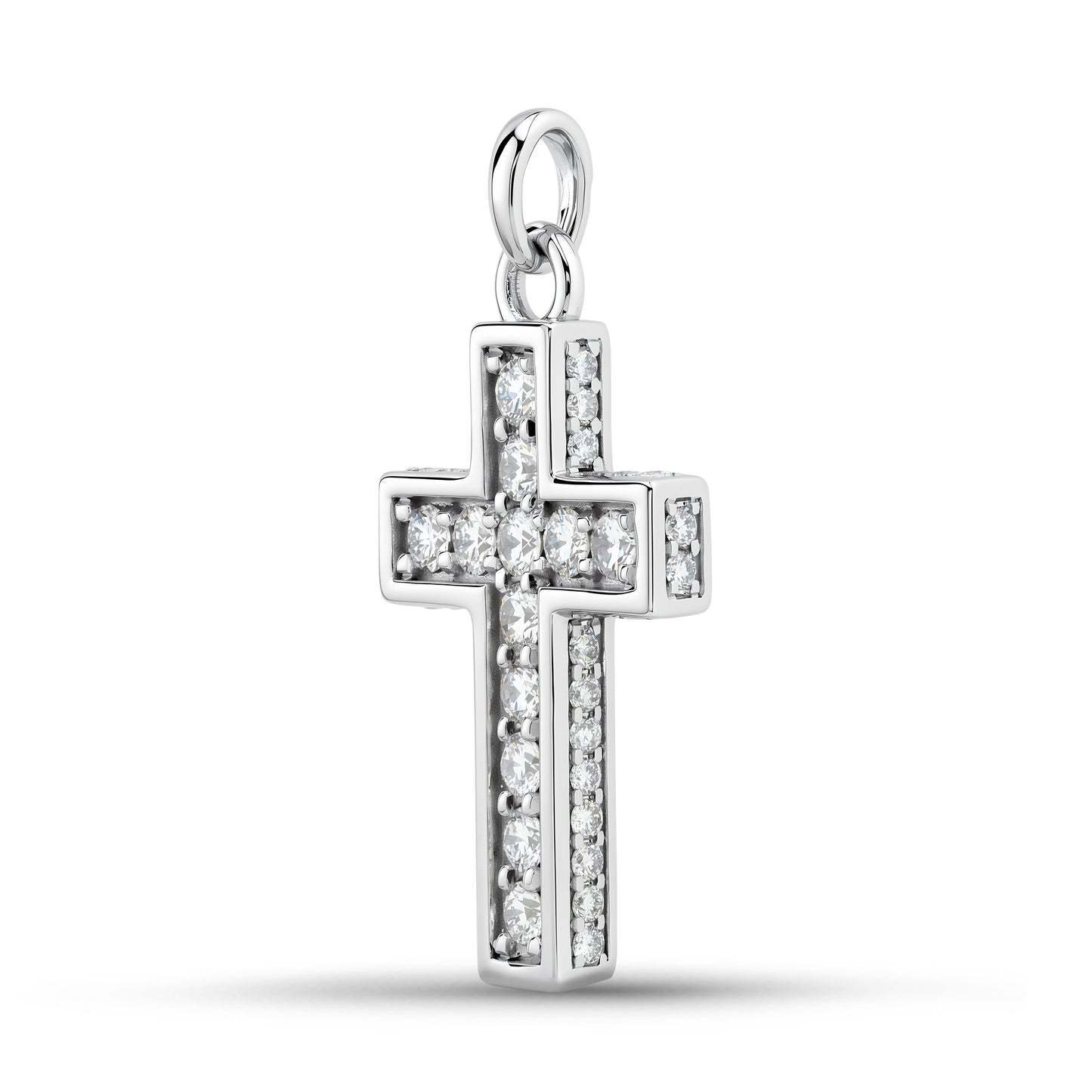 Diamond Cross Pendant in White Gold
