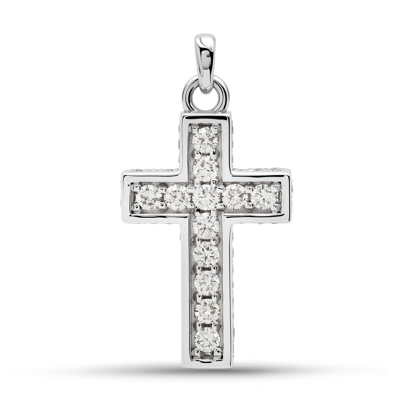 Diamond Cross Pendant in White Gold