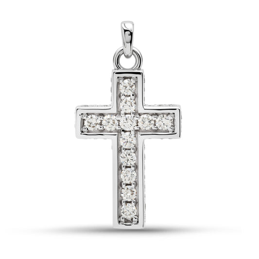 Diamond Cross Pendant in White Gold